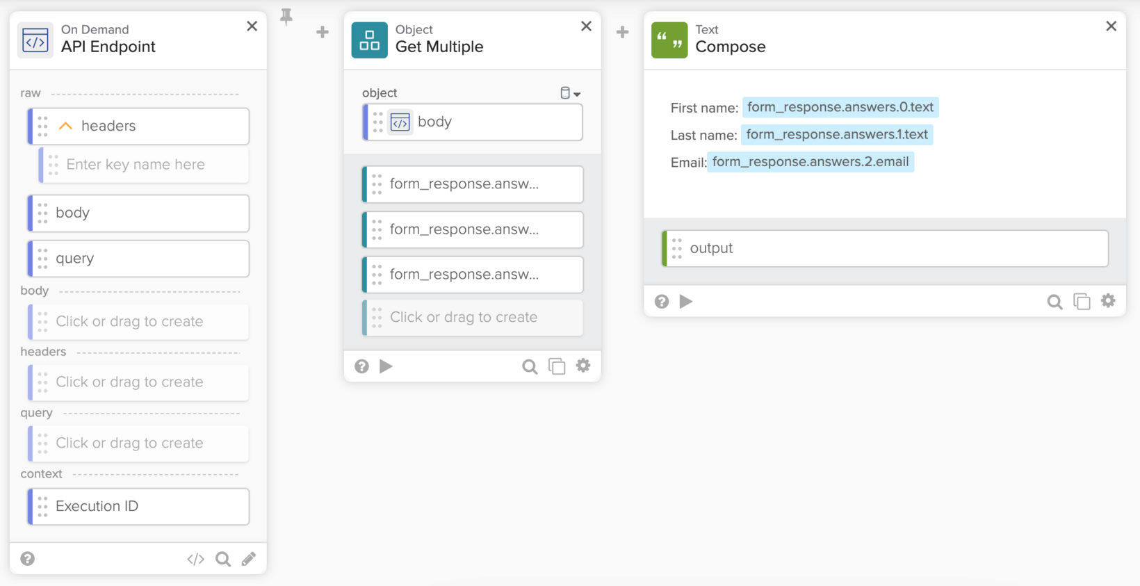 A flow to process a webhook from Typeform